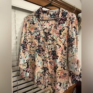 Express pink and coral floral blouse. Size medium